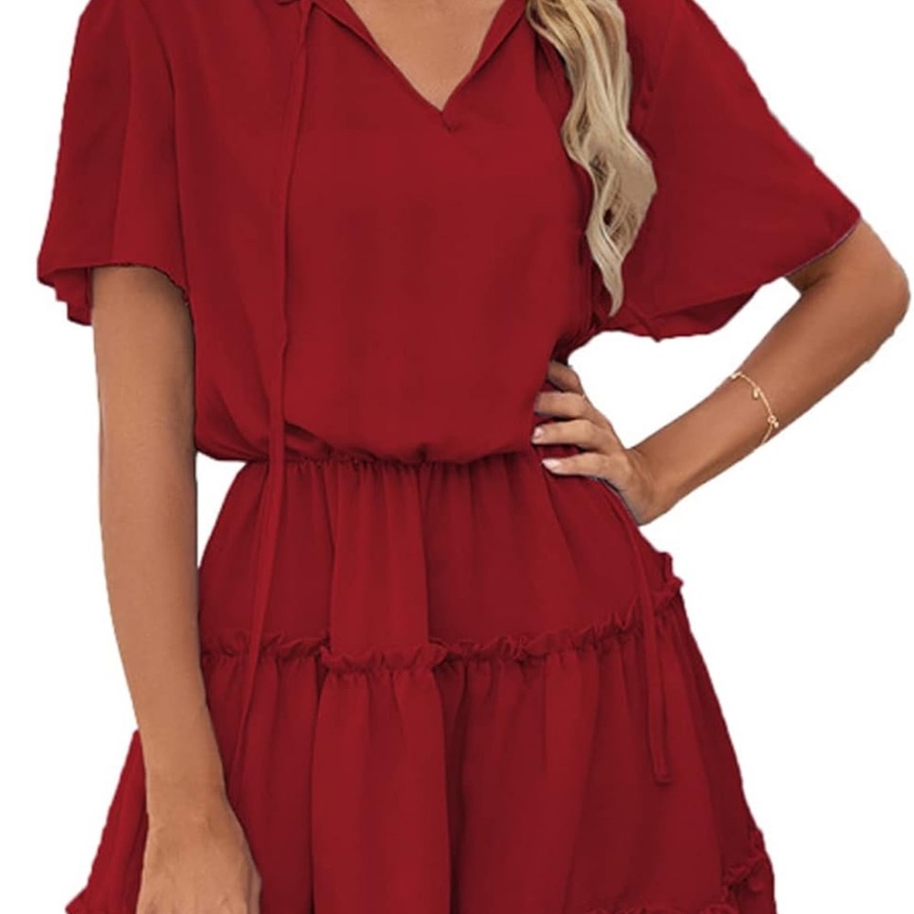 Red Ruffle Dress - Picture 8 of 11